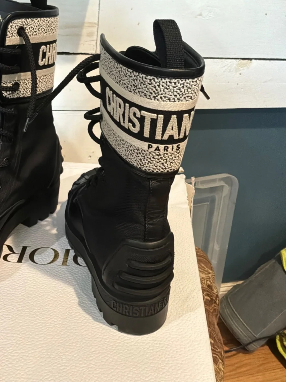 Dior D-Major Ankle Boots in Black Calfskin Size EU36